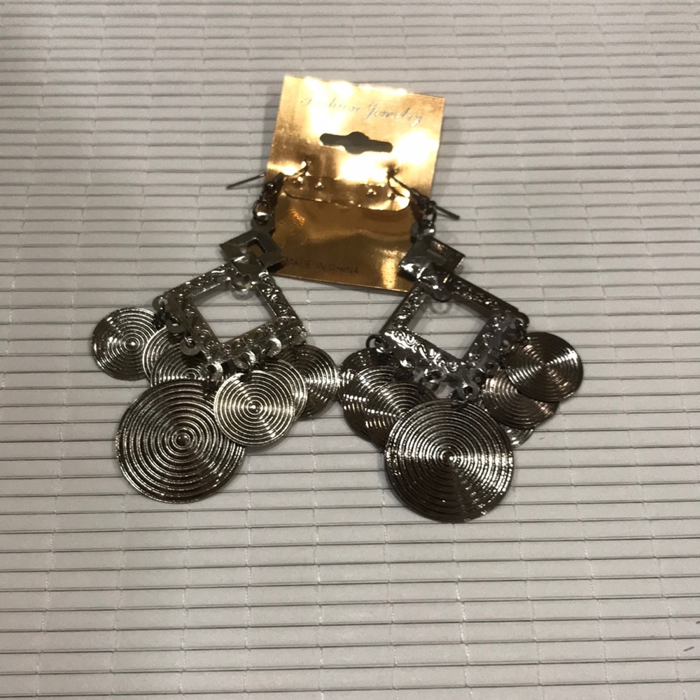 Dark Silver Swirl Earrings